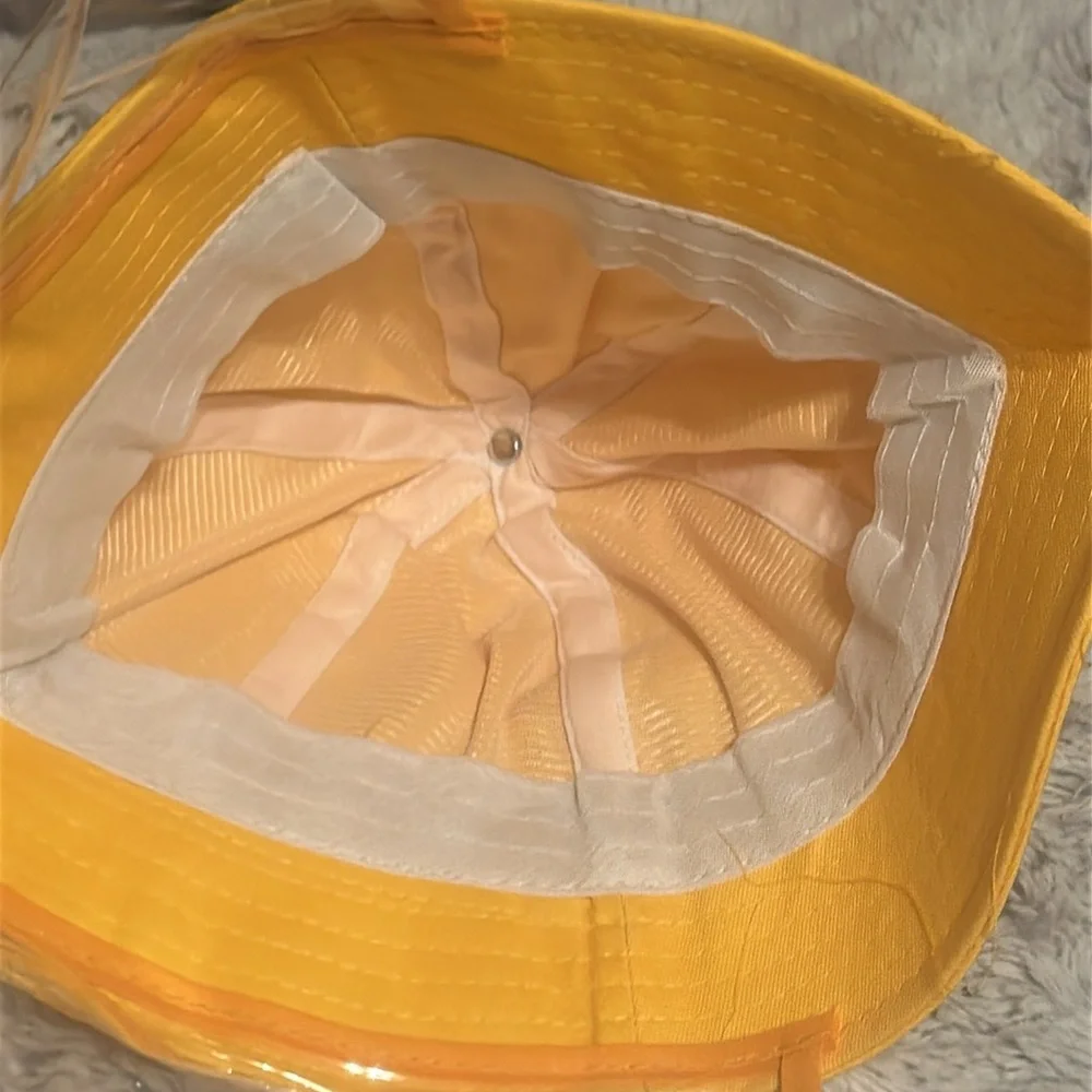 Kids Yellow Floppy Bucket Hat with Face Shield NEW!